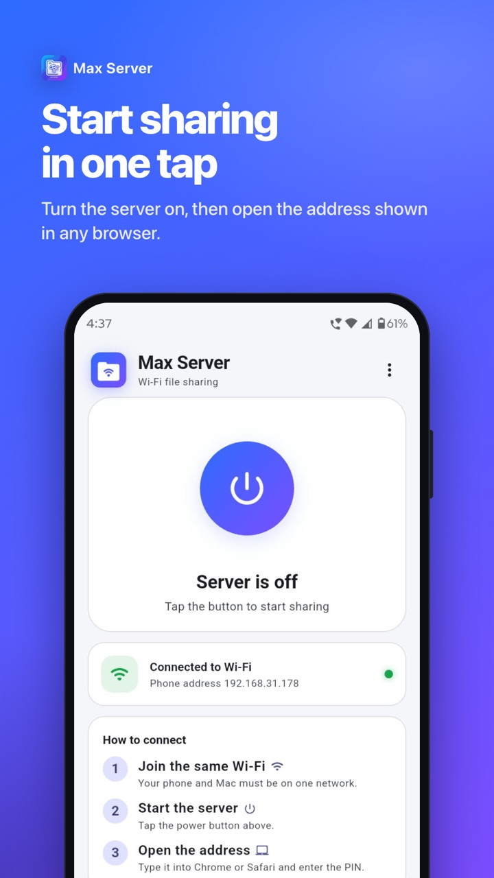 Max Server: Wi-Fi File Share screenshot