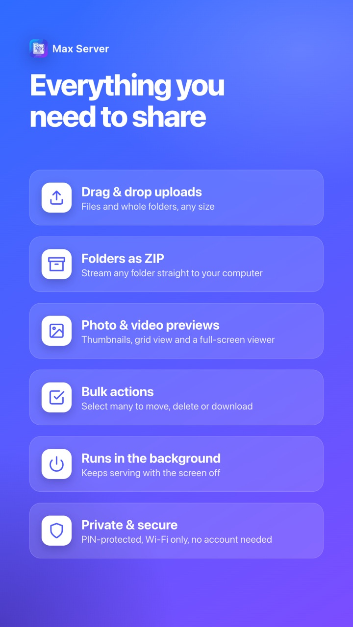 Max Server: Wi-Fi File Share screenshot