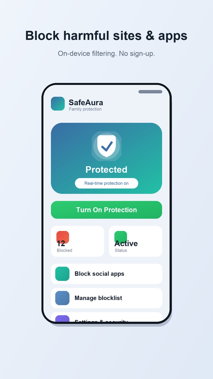 SafeAura: Domain & App Blocker screenshot